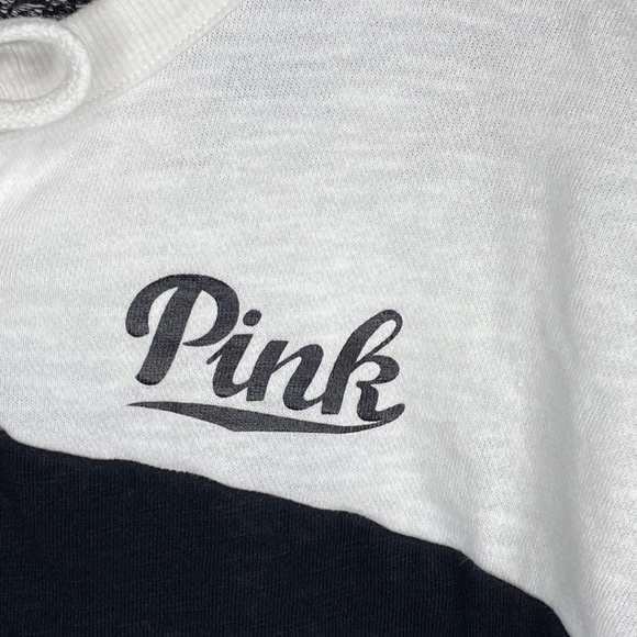 Victorias Secret PINK Bling Sequin Pure Black Triumph White Lace Up Varsity Crew - Picture 11 of 14